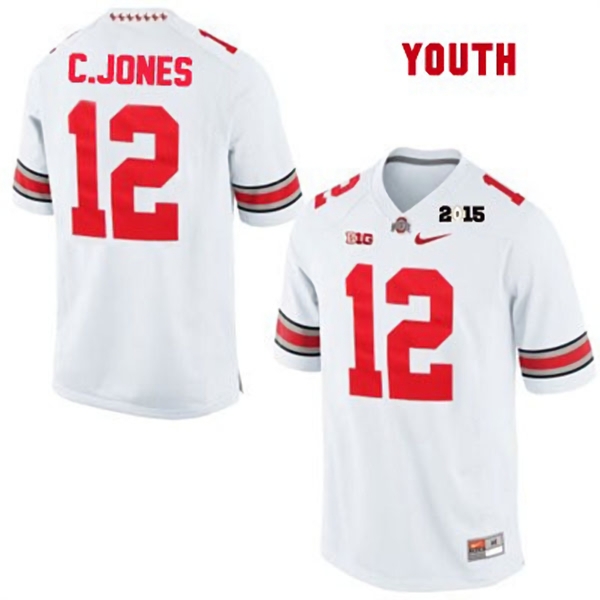 Ohio State Buckeyes Youth NCAA Cardale Jones #12 White College Football Jersey QMH4649LJ